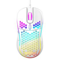 Rato Gaming Techsea Honeycomb RGB 7200 DPI Cerâmico Branco