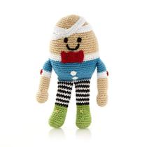 Rattle Pebble, crochê Humpty Dumpty feito à mão, comércio justo