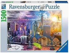 Ravensburger 16008 Dia e Noite Skyline Nova York 1500 Peça quebra-cabeça para adultos - Cada peça é única, tecnologia softclick significa que as peças se encaixam perfeitamente, azul