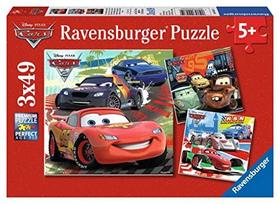 Ravensburger Disney Cars: Worldwide Racing Fun 3 x 49-Piece Jigsaw Puzzle for Kids Every Piece is Unique, Pieces Fit Together Perfectly