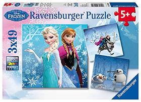 Ravensburger Disney Frozen Winter Adventures Puzzle Box 3 x 49-Piece Jigsaw Puzzles for Kids Every Piece is Unique, Pieces Fit Together Perfectly