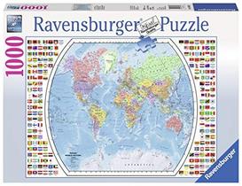 Ravensburger Political World Map 1000 Peça Quebra-Cabeça para Adultos Cada Peça é Única, Tecnologia Softclick Significa que as peças se encaixam perfeitamente, brancas