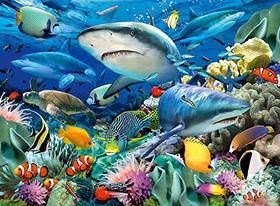 Ravensburger Shark Reef 100 Peça XXL Quebra-cabeça para crianças - 10951 - Cada peça é única, peças se encaixam perfeitamente