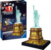 Ravensburger Statue of Liberty Night Edition 108 Peça 3D Quebra-cabeça para crianças e adultos - Tecnologia de clique fácil significa que as peças se encaixam perfeitamente