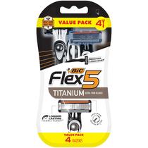Razor BIC Flex 5 Titanium de 5 lâminas descartável para homens x4