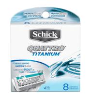 Razor Blade reabastece Schick Quattro Titanium para homens, 8 unidades