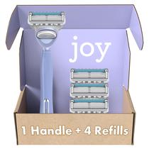 Razors JOY para mulheres, 1 alça e recargas de 4 lâminas, lavanda