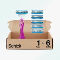Razors Schick Hydro Silk 3 para mulheres e 6 recargas de lâminas de barbear
