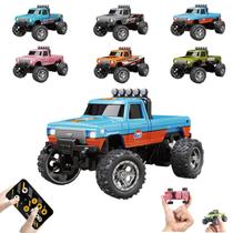 RC Monster Truck Mini escala 1:64 com luzes e controle remoto de 2,4 GHz