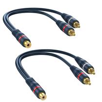 RCA Splitter dTeedck, 1 fêmea para 2 homens, pacote com 2 unidades, azul escuro