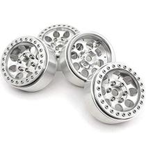 RCLIONS liga de alumínio 1.9inch Beadlock Wheels/Rims 12mm Hex Hubs para SCX10 D90 TRX4 1/10 RC Crawler Car-Pack de 4 (prata)