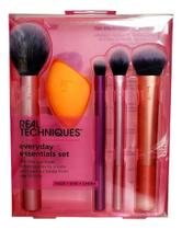 Real Techniques Everyday Essentials Set Kit Pinceis Esponja Laranja