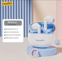 Realfit-F2 Fones De Ouvido Bluetooth HiFi Sound, TWS Fone De Ouvido Sem Fio Com Microfone, Fones De