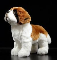 Realista Saint Bernard Dog Pelúcia Brinquedo, Simulação Standing Pet 12 polegadas São Bernardo Cão de pelúcia Filhote de Cachorro Modelo Brinquedo, Coleção de Presente de Pelúcia Única para Crianças Aniversário, Home Decor