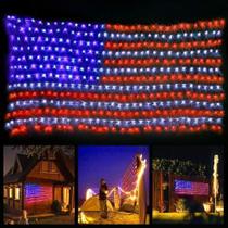 Realização da American Flag String Lights 198x101cm 420 LED 110V à prova d'água