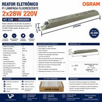 REATOR ELETRÔNICO P/LÂMPADA FLUORESCENTE 2x28W 220V KIT10 REATOR ELETRÔNICO P/LÂMPADA FLUORESCENTE 2x28W 220V KIT10