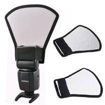 Rebatedor de Flash Fotográfico 2 em 1 Prata e Branco Formato Leque Fotografia Luz Fotógrafo Profissional