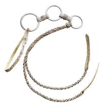 Rebengue Chibata Tala Em Couro Cru 3 Argolas Para Cavalo