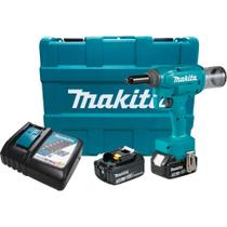 Rebitador 18V LXT Força 25KN C/ 2 Bateria Carregador Maleta Resistência Água Poeira DRV150RFE Makita Rebitador 18V LXT Força 25KN C/ 2 Bateria Carregador Maleta Resistência Água Poeira DRV150RFE Makita