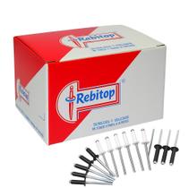 Rebite Pop Alumínio Rebitop 3,2x10mm Caixa Com 200 Peças: Escolha Branco ou Preto