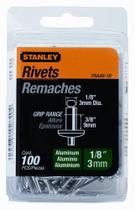 Rebites Stanley Aluminio 1/8x3/8 100 pçs