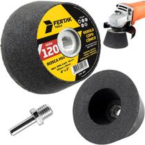 Rebolo Copo Cônico 100X50 Grão 60 Desbaste + Adaptador M14