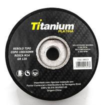 Rebolo Tipo Copo Cônico 100x50mm Rosca M14 GR 120 da Titanium Platina