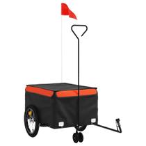 Reboque de bicicleta vidaXL Iron Black and Orange com capacidade de 45 kg