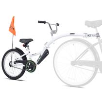 Reboque para Bicicleta KaZAM Co-Pilot - Reboque de Bicicleta de 20 Polegadas com Mesa e Guidão BMX Ajustáveis - Quadro Leve de Alumínio e Selim Acolchoado para Ciclismo - Perfeito para Passeios em Família - Branco