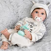 Reborn Baby Doll Aori de 22 polegadas Real Life Boy com conjunto de presente Zebra