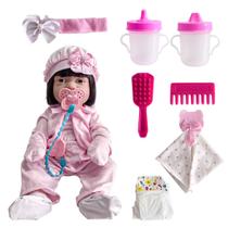 Reborn Boneca Bebê Com Enxoval Completo Design Detalhes Realista Silicone