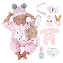 Reborn de Silicone Realista Brastoy Original Boneca Pode Dar Banho Kit Conjunto de Roupa Chupeta Mamadeira e Pelúcia