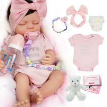 Reborn de Silicone Realista Brastoy Original Boneca Pode Dar Banho Kit Conjunto de Roupa Chupeta Mamadeira e Pelúcia