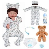 Reborn de Silicone Realista Brastoy Original Boneca Pode Dar Banho Kit Conjunto de Roupa Chupeta Mamadeira e Pelúcia