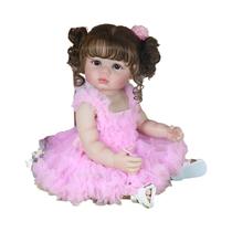 Reborn Toddler Girl Doll, 3D pintado no rosto e cabelo enraizado, presente de Natal, 22"
