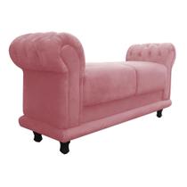 Recamier Athenas Namoradeira Calçadeira Suede Rose - Js Móveis