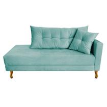 Recamier Azura 140cm com Almofada Lado Esquerdo Suede Azul Tiffany - Amarena Móveis