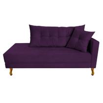 Recamier Azura 140cm com Almofada Lado Esquerdo Suede Roxo - Amarena Móveis