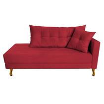 Recamier Azura 140cm com Almofada Lado Esquerdo Suede Vermelho - Amarena Móveis