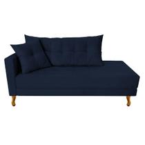 Recamier Azura 160cm com Almofada Lado Direito Suede Azul Marinho - Amarena Móveis