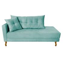 Recamier Azura 160cm com Almofada Lado Direito Suede Azul Tiffany - Amarena Móveis