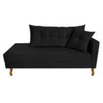 Recamier Azura 160cm com Almofada Lado Esquerdo Suede Preto - Amarena Móveis