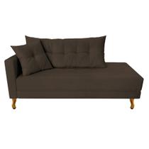 Recamier Azura 185cm com Almofada Lado Direito Suede Marrom - Amarena Móveis