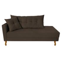 Recamier Azura 185cm com Almofada Lado Direito Suede Marrom - Amarena Móveis Recamier Azura 185cm com Almofada Lado Direito Suede Marrom - Amarena Móveis