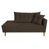 Recamier Azura 185cm com Almofada Lado Esquerdo Suede Marrom - Amarena Móveis