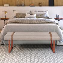 Recamier Banco Puff Para Quarto 90 cm Solteiro Sala Cama Box Decorativo Pés de Ferro Tecido Linho