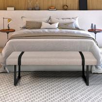 Recamier Banco Puff Para Quarto 90 cm Solteiro Sala Cama Box Decorativo Pés de Ferro Tecido Linho Recamier Banco Puff Para Quarto 90 cm Solteiro Sala Cama Box Decorativo Pés de Ferro Tecido Linho