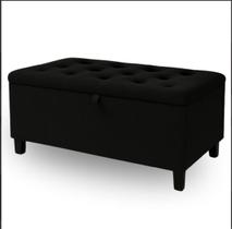 Recamier Baú 120cm Com Capitonê E Pés De Madeira