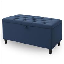 Recamier Baú 120cm Com Capitonê E Pés De Madeira