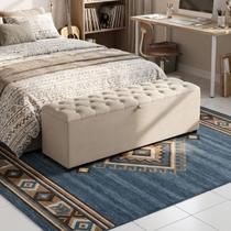 Recamier Baú Berlim Veludo Bege Casal 1,30m Estofado Pés PVC Preto